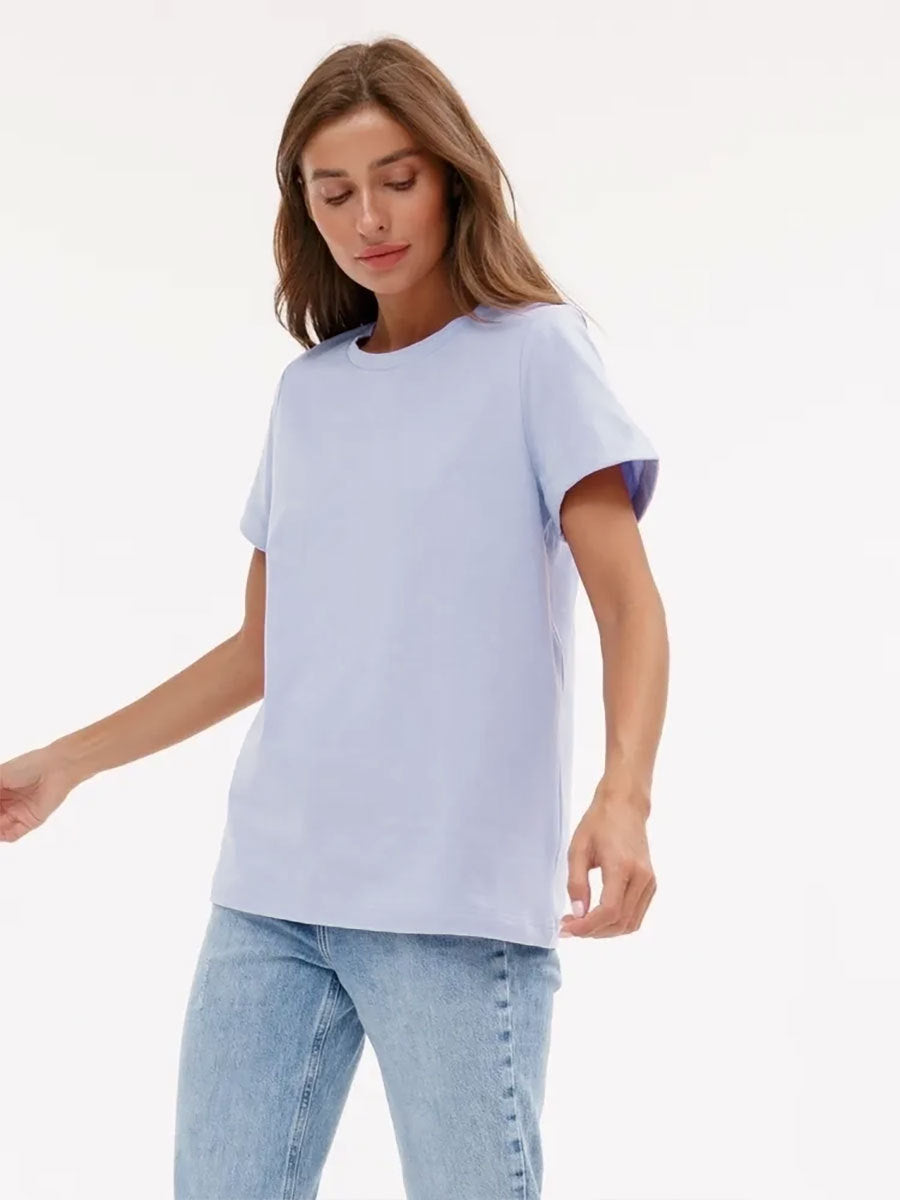 Camiseta Minimalista Lisa Informal de Cuello Redondo