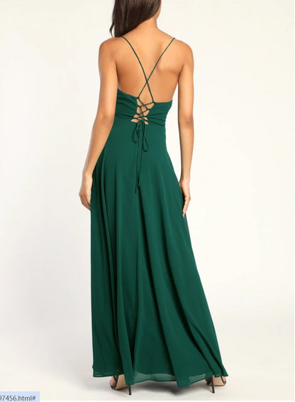 Vestido largo de fiesta halter sin espalda sexy