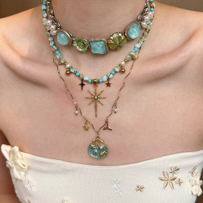 Collar boho vintage de cuentas con capas