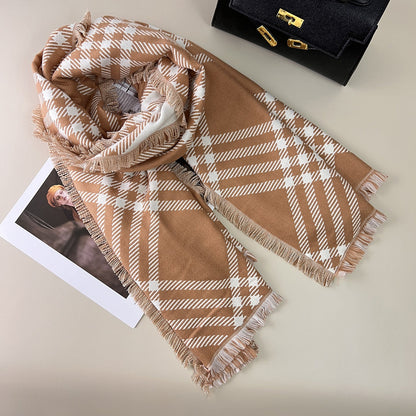 Classic Checkered Wool Blend Scarf