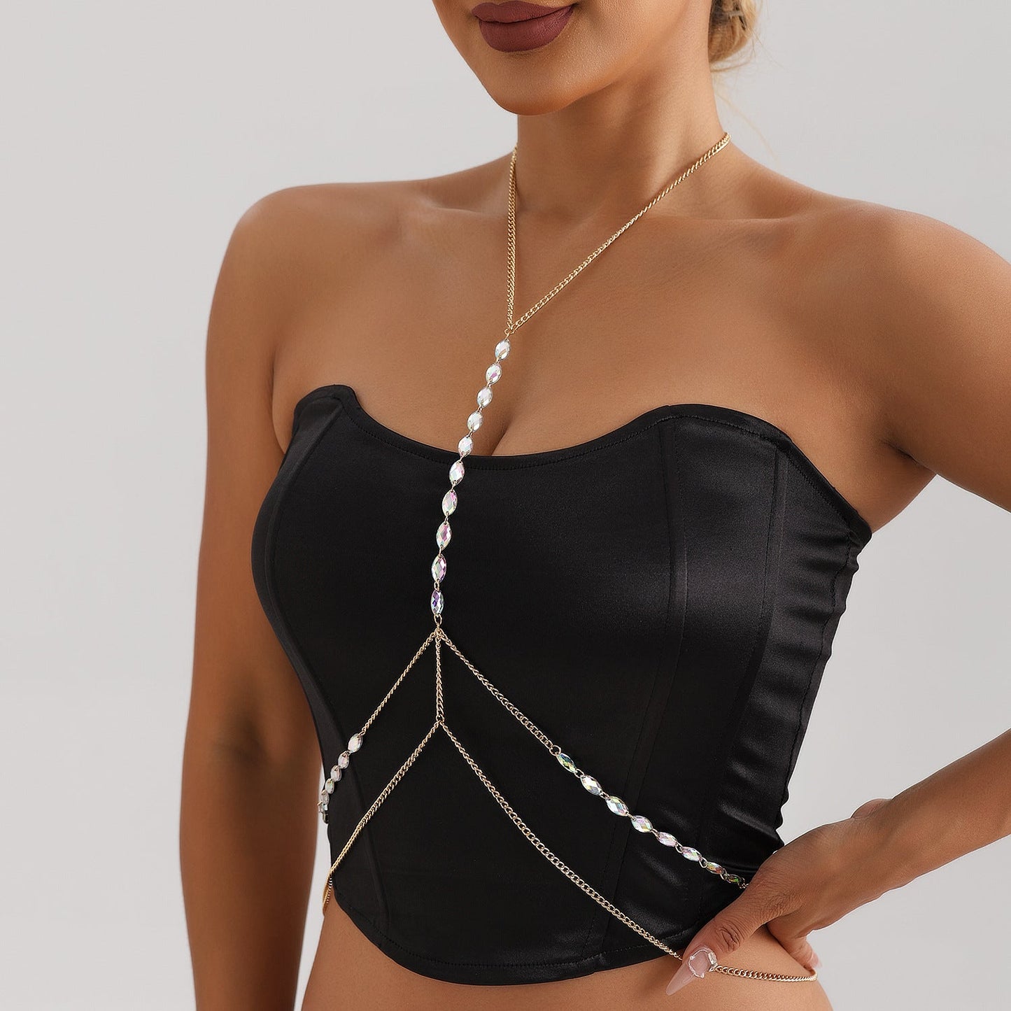 Sexy Cadena Fina Cruzada de Metal para el Cuerpo