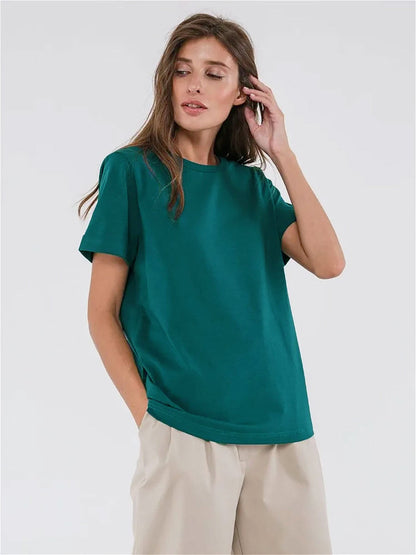 Camiseta Minimalista Lisa Informal de Cuello Redondo