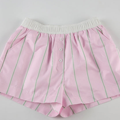 Pantalones cortos chic a rayas con bloques de color y corte holgado