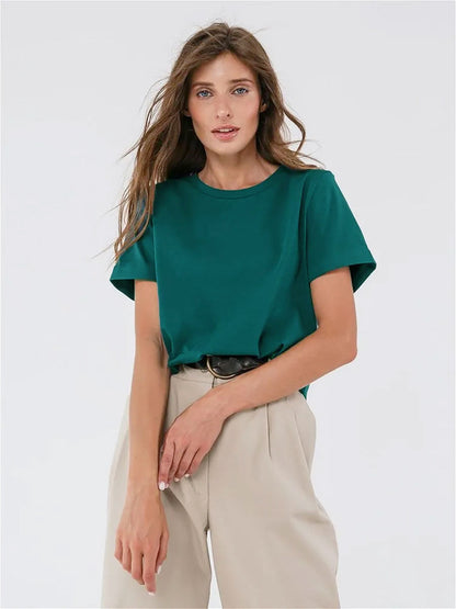 Camiseta Minimalista Lisa Informal de Cuello Redondo