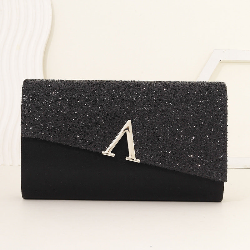Minimalist Sparkly Asymmetrical Clutch Crossbody Bag
