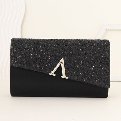 Minimalist Sparkly Asymmetrical Clutch Crossbody Bag