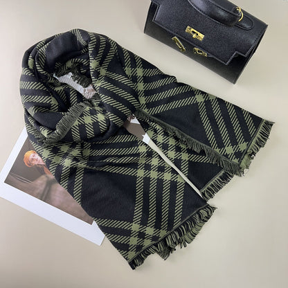 Classic Checkered Wool Blend Scarf