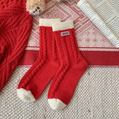 Wool Thick Warm Red Cute Socks
