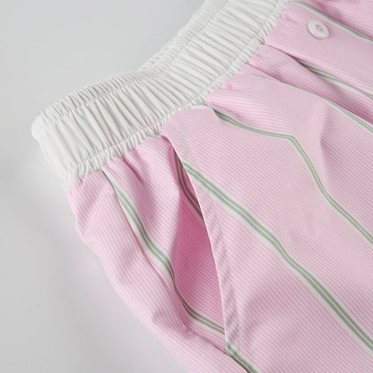 Pantalones cortos chic a rayas con bloques de color y corte holgado