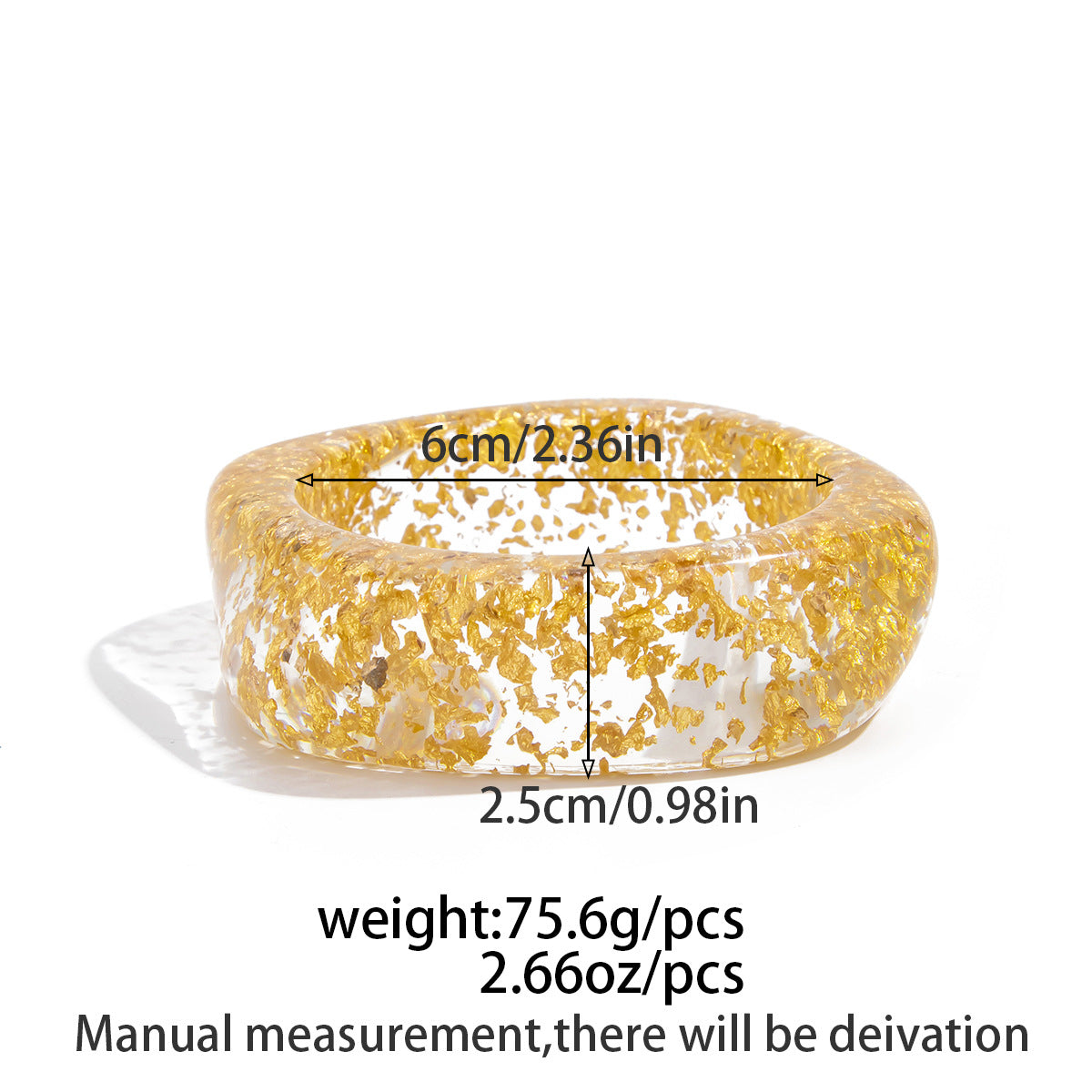 Pulsera lisa ancha de lámina dorada con teñido anudado