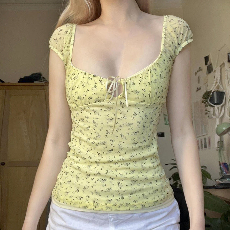 Blusa de malla floral vintage sexy