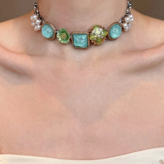 Collar boho vintage de cuentas con capas