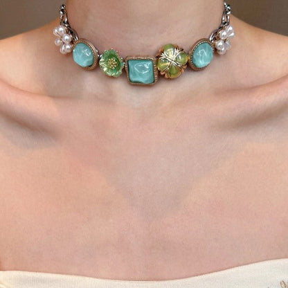 Collar boho vintage de cuentas con capas