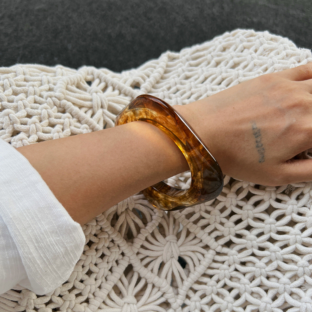 Wide Marble Texture Translucent Bracelet