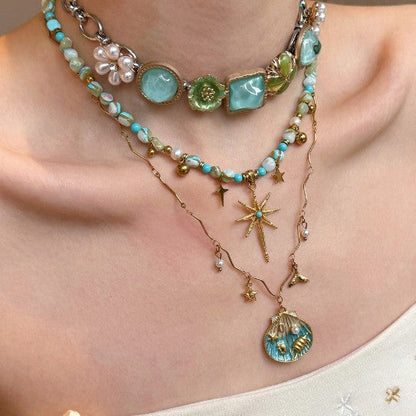 Collar boho vintage de cuentas con capas