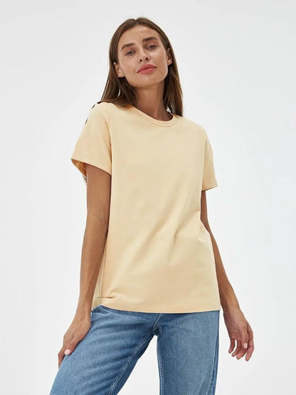 Camiseta Minimalista Lisa Informal de Cuello Redondo
