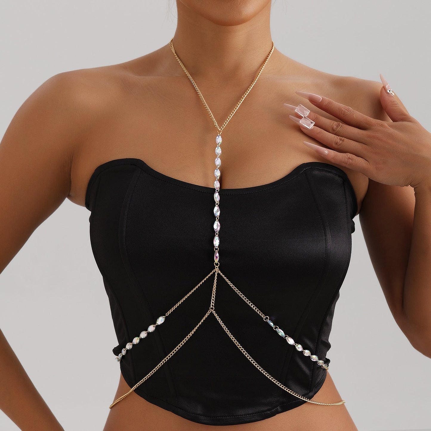 Sexy Cadena Fina Cruzada de Metal para el Cuerpo
