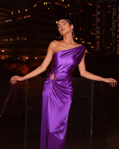 DressBetty - Oblique Shoulder Evening Dress
