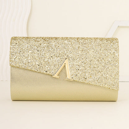 Minimalist Sparkly Asymmetrical Clutch Crossbody Bag