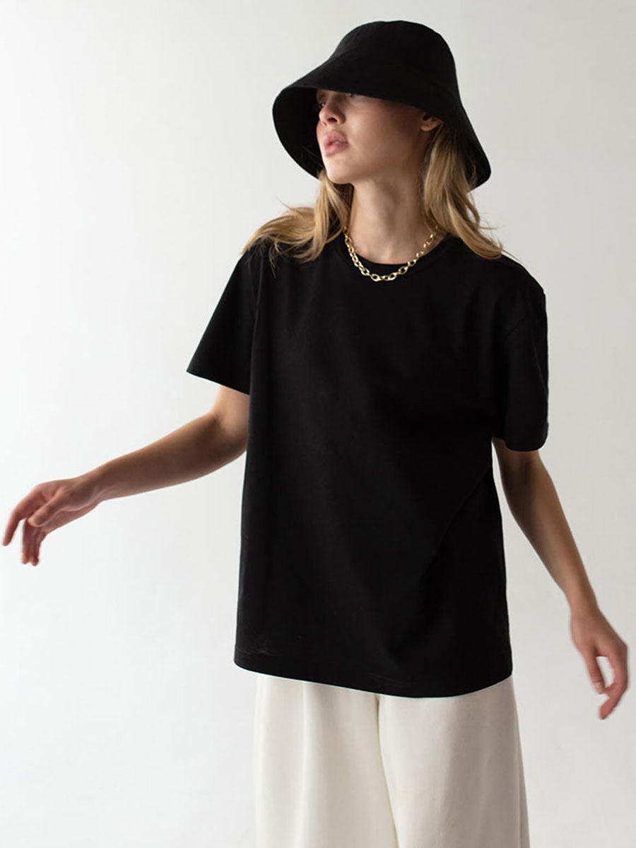 Camiseta Minimalista Lisa Informal de Cuello Redondo
