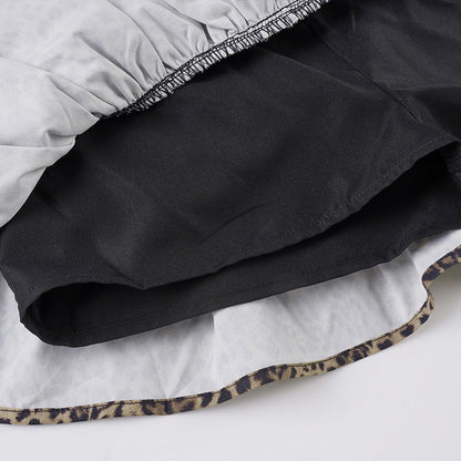 Minifalda con lazo, volantes y estampado de leopardo