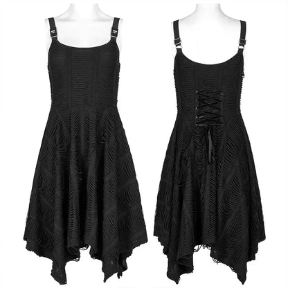 Asymmetric  Black Punk Decorative Personality Casual Summer Gothic Dress