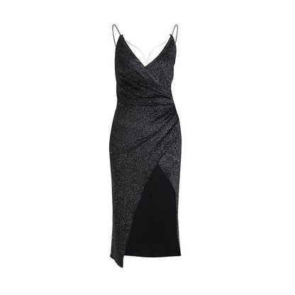 DressBetty - Party Dresses Women Bright Silk High Slit  Dress