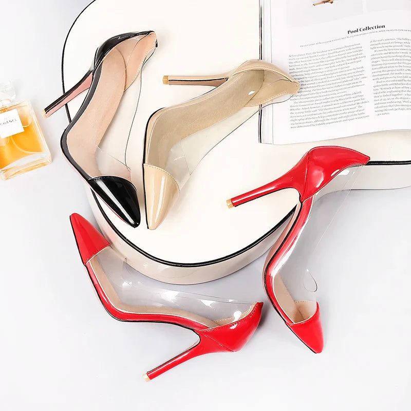 Patent Leather Transparent Versatile Elegant  Single High Heel