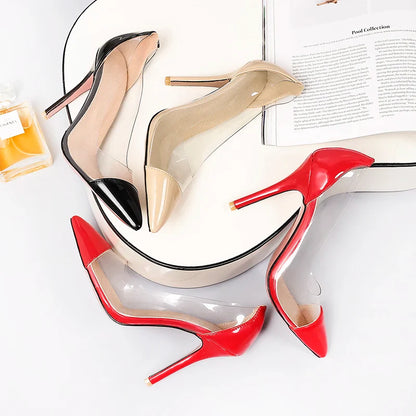 Patent Leather Transparent Versatile Elegant  Single High Heel