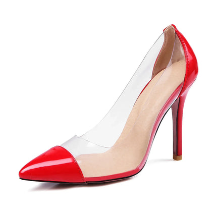 Patent Leather Transparent Versatile Elegant  Single High Heel