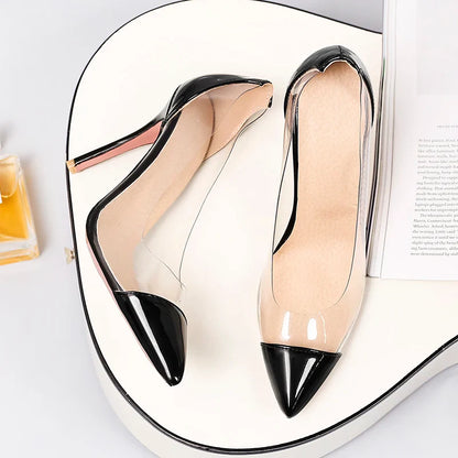 Patent Leather Transparent Versatile Elegant  Single High Heel