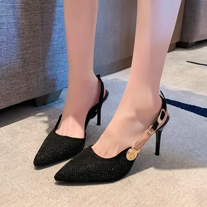 Pointed Rhinestone Party Dress Fashion Designer Luxury  Gladiator Low Heel Pumps