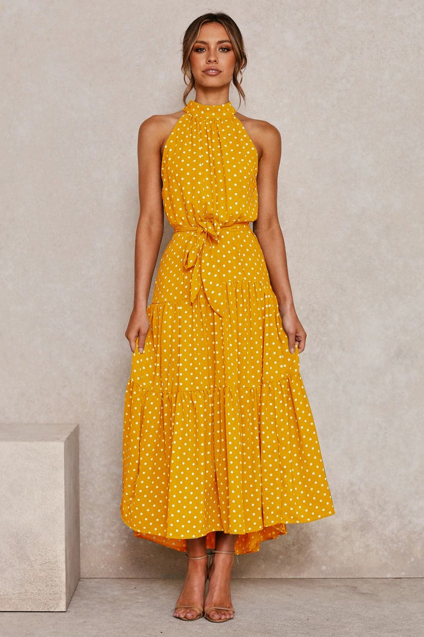 DressBetty - Polka Dot Print Women Bohemian Maxi Dress