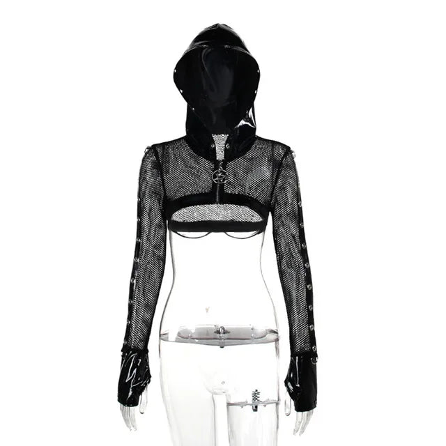Hooded  Dark Grunge Punk Zip Up Gothic Faux Cardigan