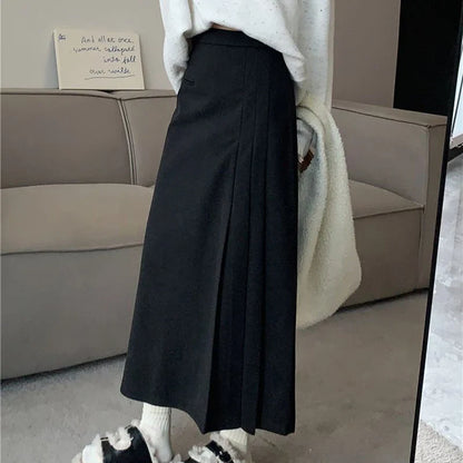 DressBetty - Vintage Pleated College Style High Waist A-Line Skirt