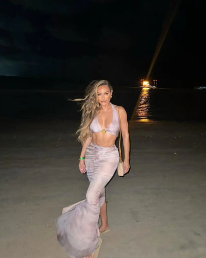 Halter Skirt Thong  Three Piece Swim Sets