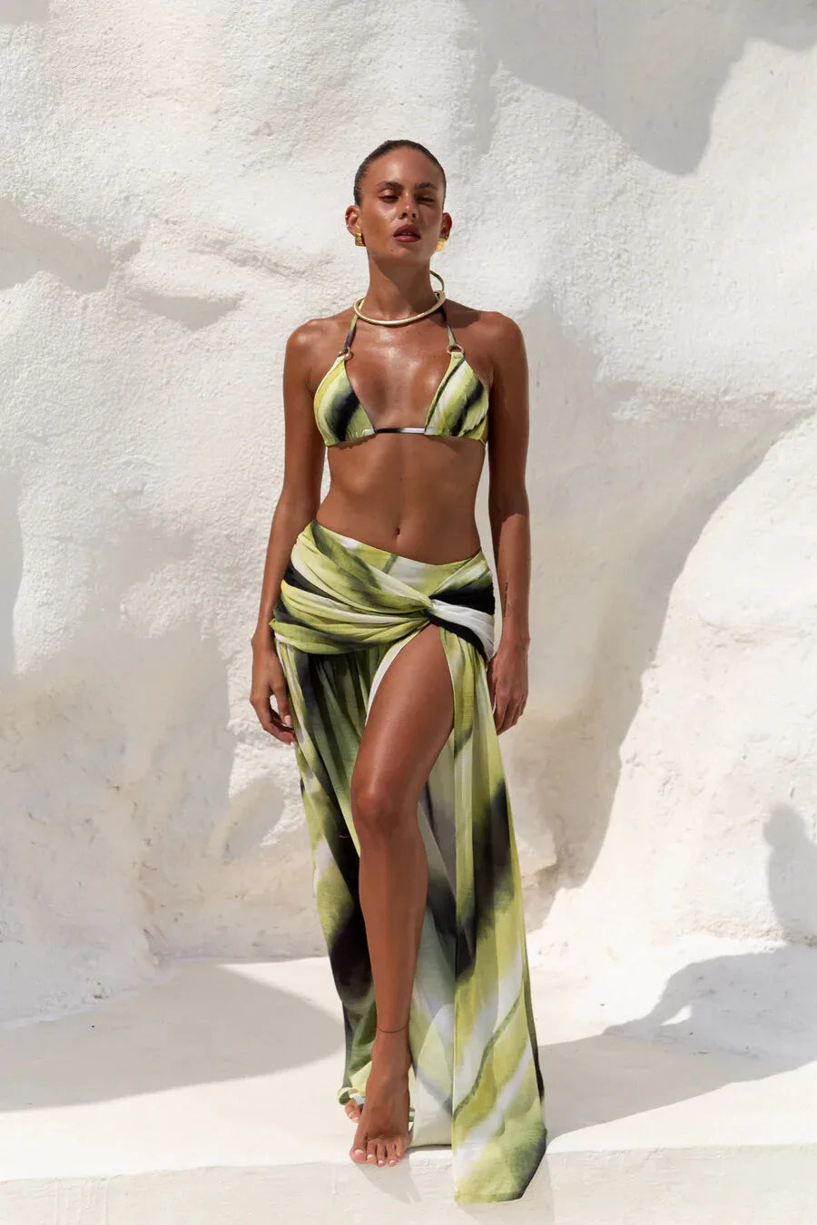Lace-up Cover Up Thong  Three Piece Swim Sets