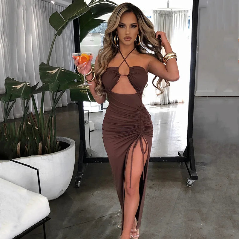 Sleeveless  Backless Slim Midi Dress