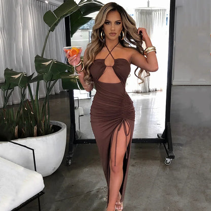 Sleeveless  Backless Slim Midi Dress