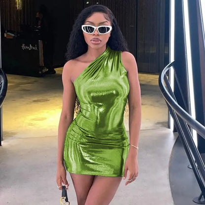 Glitter Sleeveless Slim Mini Party Dress
