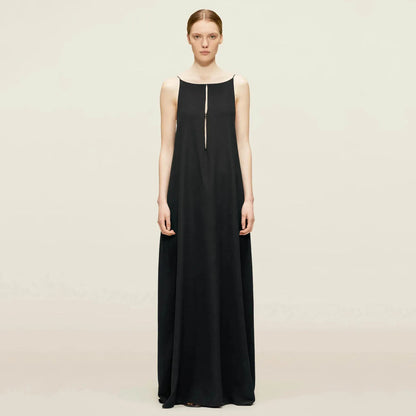 Open Back Sleeveless Cut Out Satin Slip Dress