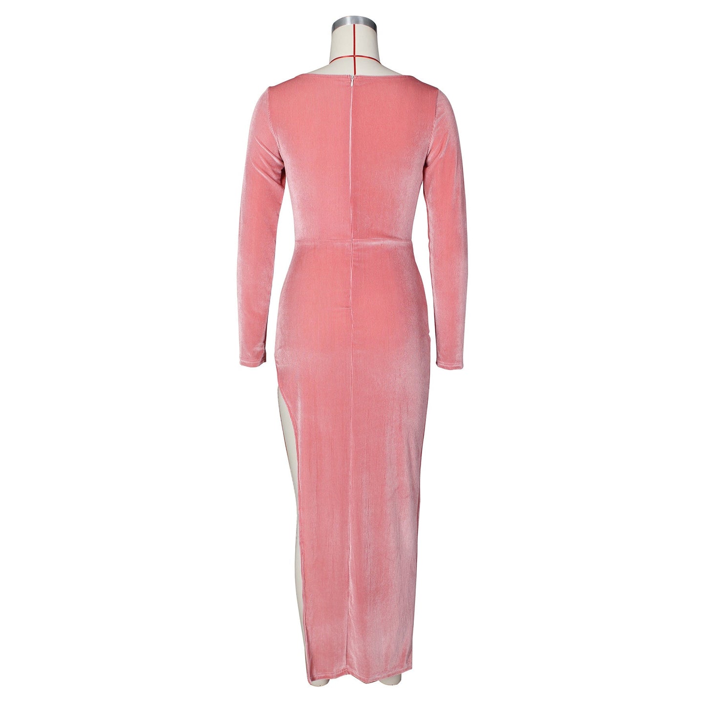 DressBetty - Elegant Velvet High Waist Slit Maxi Dress  Long Sleeve Evening Party Dress