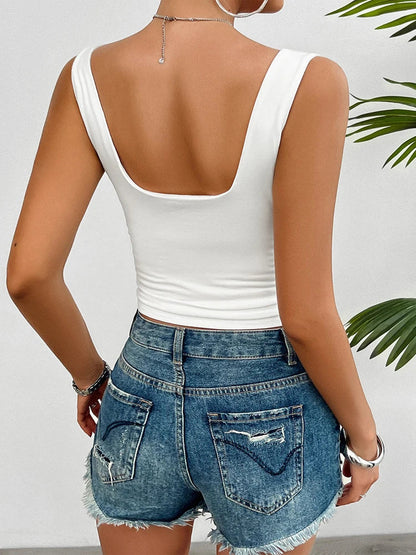 Solid Slim-fit Halter  Crop Cami Top