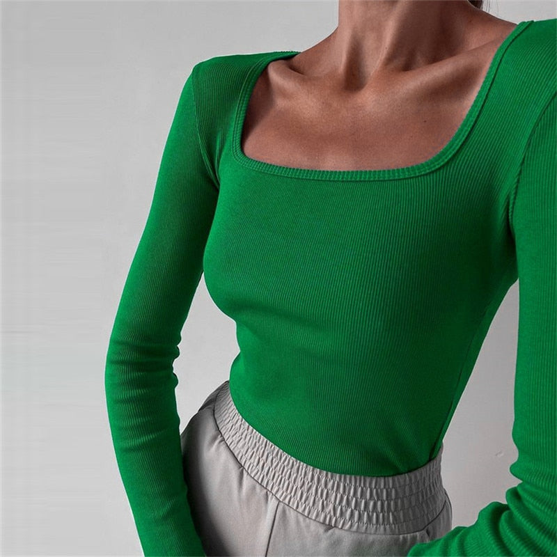 DressBetty - Basic Square Neck Knitted   Tee