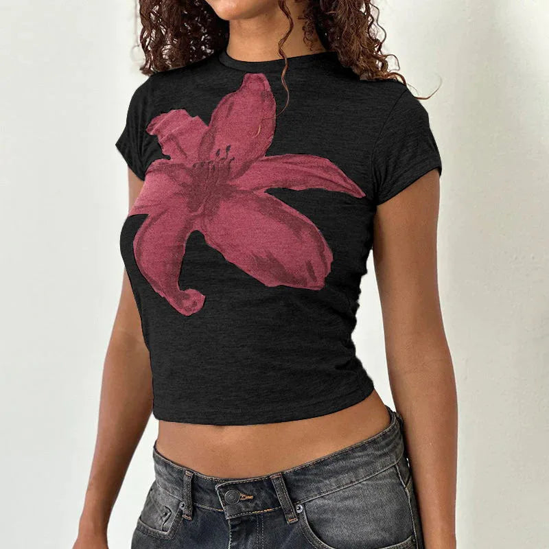 Floral Print Slim Fit Crop Top