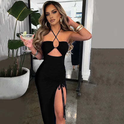 Sleeveless  Backless Slim Midi Dress