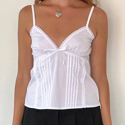Plain Fashion Bow Harajuku Streetwear Cami Top