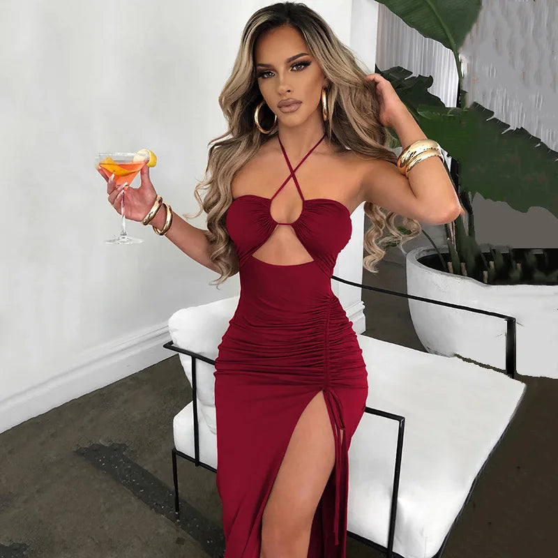 Sleeveless  Backless Slim Midi Dress