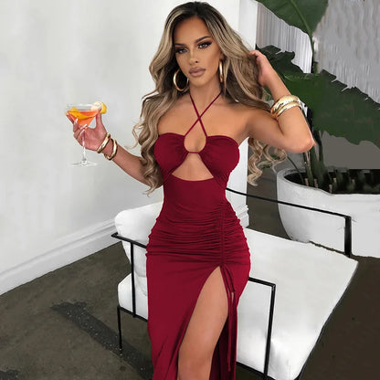 Sleeveless  Backless Slim Midi Dress