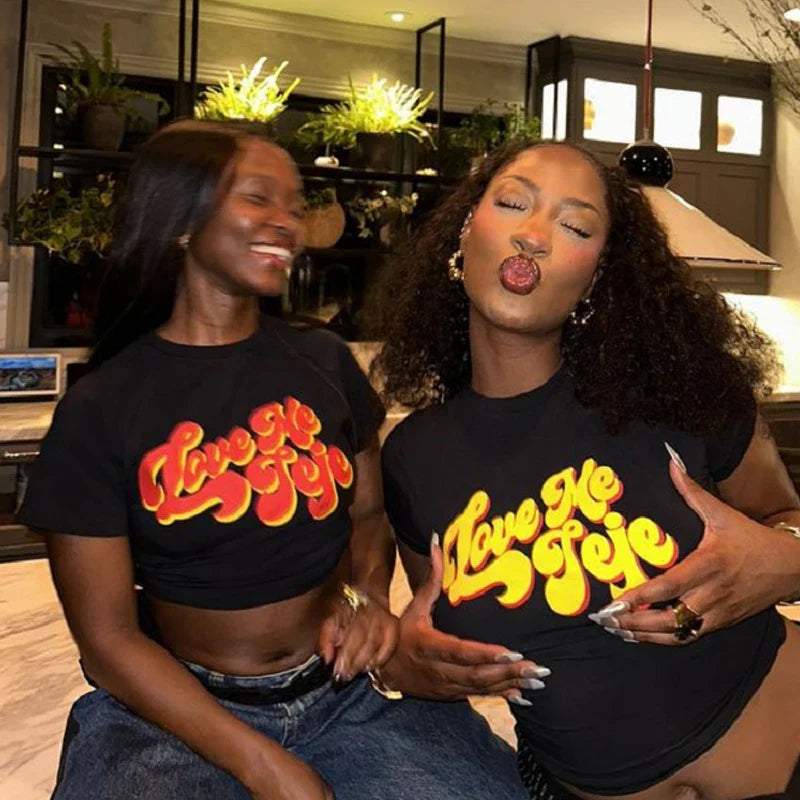 Y2K  Letter Print Vintage Crop Top